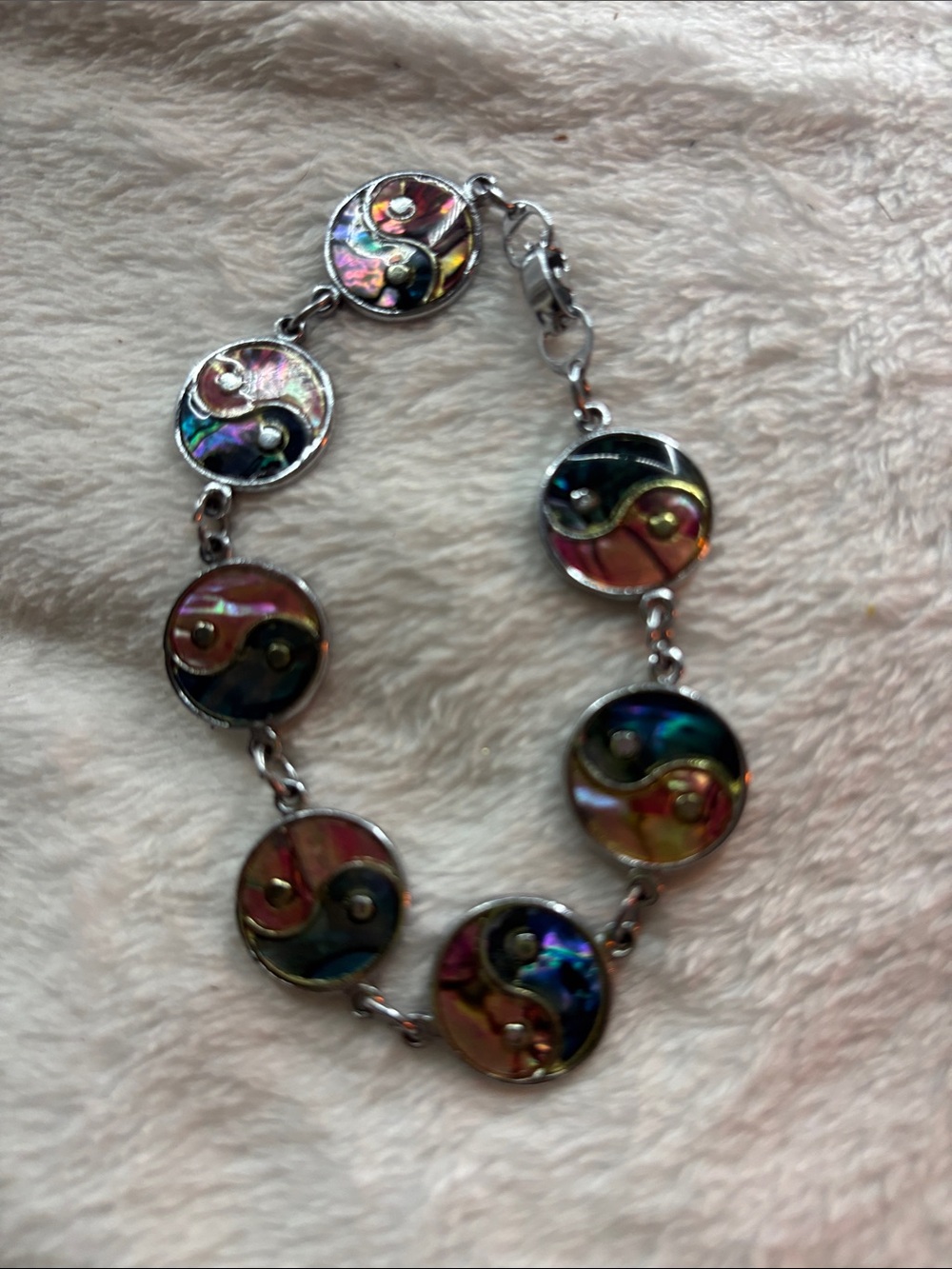 90s Multicolor Yin Yang Round Link Bracelet - Women’s Fashion Jewelry